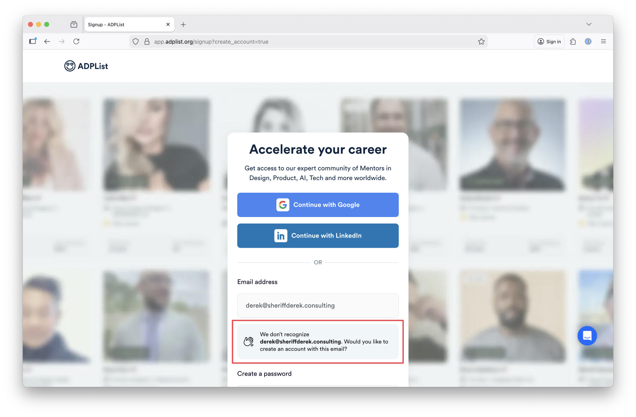 Login screen showing that now if you try and log in, it wont recognize your account.